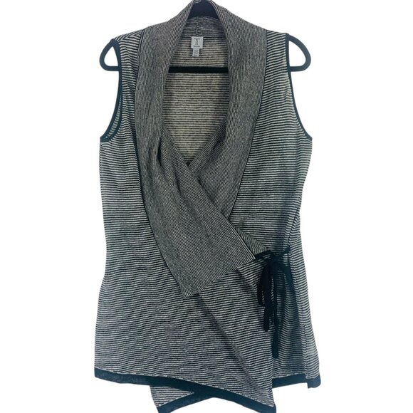 Drape Knit sleeveless vest Black/Gray/Short Sleeve Wrap Jacket Shawl Tristan - Picture 15 of 15